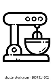 Icono plano del mezclador de masa aislado en fondo blanco