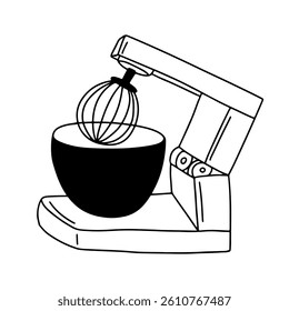 Dough mixer vector doodle illustration