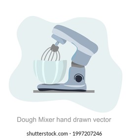 Dough Mixer, Vector Illustration minimalist style, hand drawn pastry tools, flat design.