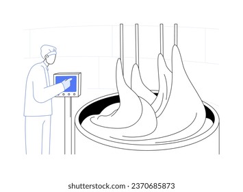 Ilustración vectorial de concepto abstracto de mezcla de masa. Tos mezcladora de procesadores de alimentos para el pan, el sector de elaboración de alimentos, la industria de la confitería, el equipo culinario, la metáfora abstracta del proceso de amasado.