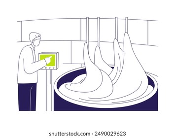 Ilustración vectorial de concepto abstracto de mezcla de masa. Procesador de alimentos mezclando masa para pan, sector de procesamiento de alimentos, industria de confitería, equipo culinario, proceso de amasado metáfora abstracta.