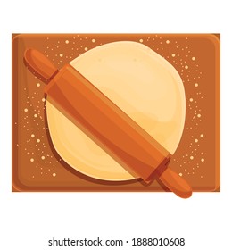 Dough on background board icon. Cartoon of dough cooking board vector icon for web design isolated on white background