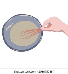 Dough for pancakes vector image. Cooking process top view
