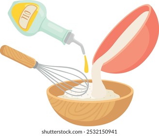 Dough preparation. Bakery recipe. Making pastry cartoon icon