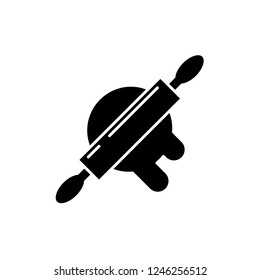 Dough preparation black icon, vector sign on isolated background. Dough preparation concept symbol, illustration 