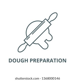 Dough preparation line icon, vector. Dough preparation outline sign, concept symbol, flat illustration