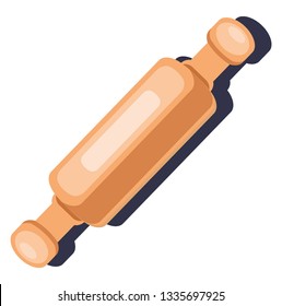 A Dough roller to roll the dough like chapatti or cookie mix vector color drawing or illustration.