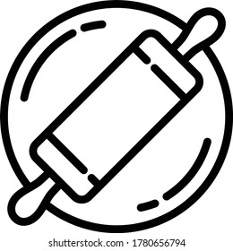 dough and rolling pin flat icon isolated on white background