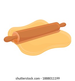 Dough with rolling pin icon. Cartoon of dough roll vector icon for web design isolated on white background