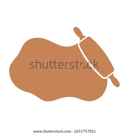 Dough with rolling pin, illustration design. Dough, rolling pin, baking, pastry, kneading, flour, kitchen on white background vector. Dough with rolling pin, vector illustration