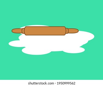 Dough and rolling pin isolated. bakery illustration