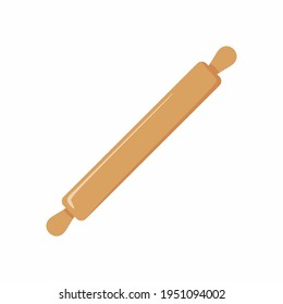 Dough rolling pin. Kitchen utensils, kitchenware icons isolated on a white background. Cooking stuff for menu decoration. Flat cartoon design vector illustration