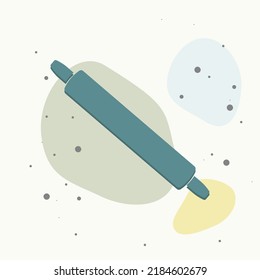 Dough rolling pin on multicolored background. Layers grouped for easy editing illustration. For your design.