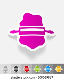 dough and rolling pin paper sticker with shadow. Vector illustration