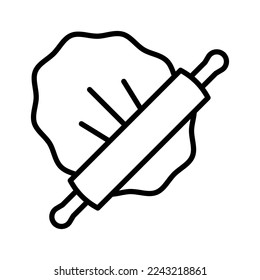 Dough with rolling pin. Pastry shop. Pictogram isolated on a white background. Vector illustration