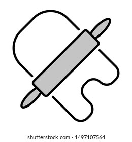 dough rolling pin thin line vector icon