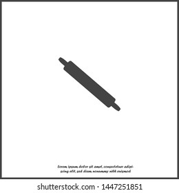 Dough rolling pin vector icon on white isolated background.