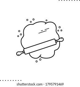 dough and rolling pin vector icon in outline