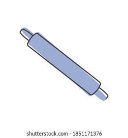 Dough rolling pin vector icon  cartoon style on white isolated background.