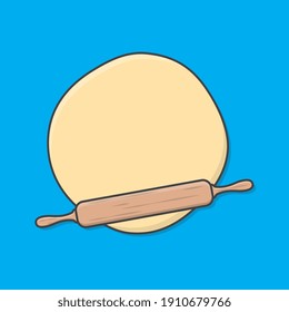 Dough And Rolling Pin Vector Icon Illustration. Element For Pastry And Bakery Or Cooking Flat Icon
