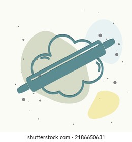 Dough rolling pin vector icon on multicolored background. Layers grouped for easy editing illustration. For your design.