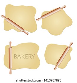 Dough and rolling pin vector illustration