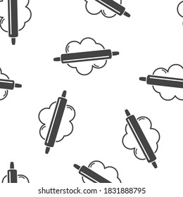 Dough rolling pin vector seamless pattern on a white background.