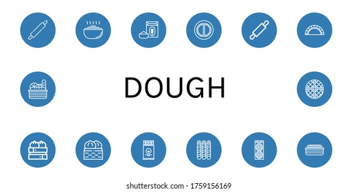 dough simple icons set. Contains such icons as Rolling pin, Dough, Flour, Cheburek, Dumpling, Wafer, Donut, Bread, can be used for web, mobile and logo