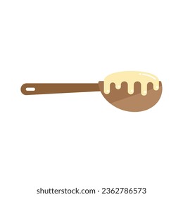 Dough spoon icon flat vector. Flour pastry. Cake wheat isolated
