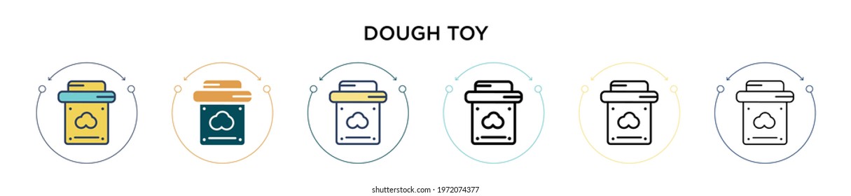 Dough toy icon in filled, thin line, outline and stroke style. Vector illustration of two colored and black dough toy vector icons designs can be used for mobile, ui, web