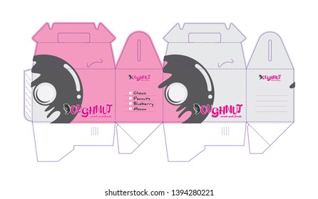 doughnut 4 pack modern packaging design with Die-cut Template