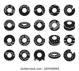 conjunto de vectores de iconos de anillos y panadería 