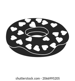Doughnut black vector illustration of icon.Isolated illustration black of donut on white background.Vector icon of chocolate doughnut.