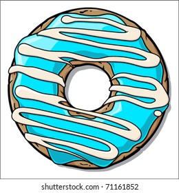 Doughnut with blue creme. Vector