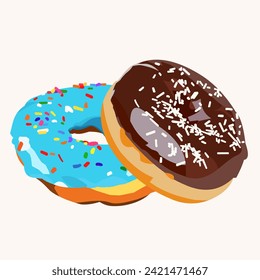 Doughnut with blueberry and chocolate vector illustration