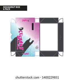 doughnut box modern packaging design with Die-cut Template