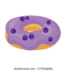 Doughnut cartoon vector illustration of icon.Isolated illustration cartoon of donut on white background.Vector icon of chocolate doughnut.