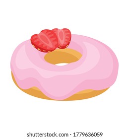 Doughnut cartoon vector illustration of icon.Isolated illustration cartoon of donut on white background.Vector icon of chocolate doughnut.