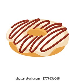 Doughnut cartoon vector illustration of icon.Isolated illustration cartoon of donut on white background.Vector icon of chocolate doughnut.