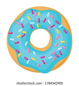 Doughnut cartoon vector illustration of icon.Isolated illustration cartoon of donut on white background.Vector icon of chocolate doughnut.