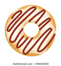 Doughnut cartoon vector illustration of icon.Isolated illustration cartoon of donut on white background.Vector icon of chocolate doughnut.