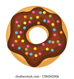 Doughnut Cartoon Vektorgrafik von Symbol.Isolierte Illustrationskarikatur von Donut auf weißem Hintergrund.Vektorsymbol von Schokoladendughnut.