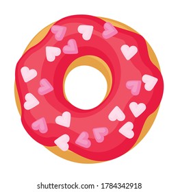 Doughnut cartoon vector illustration of icon.Isolated illustration cartoon of donut on white background.Vector icon of chocolate doughnut.