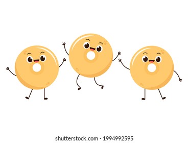 Doughnut character design. Doughnut cartoon vector.