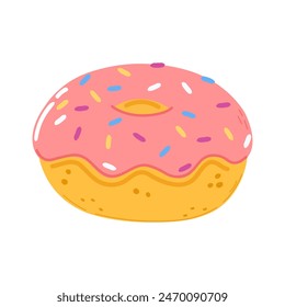 Doughnut character. Vector hand drawn cartoon kawaii character illustration icon. Isolated on white background. Doughnut character concept