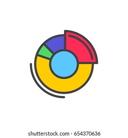 Doughnut chart filled outline icon, vector sign, colorful illustration 