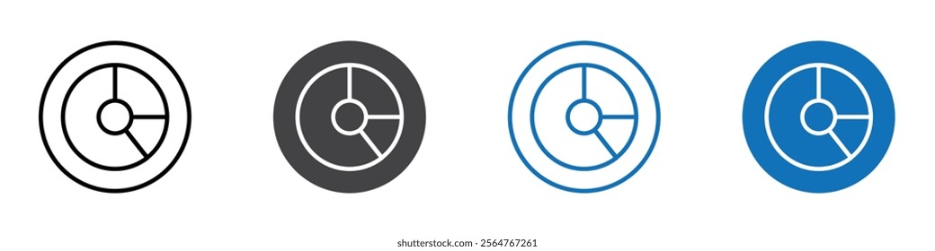 Doughnut chart icon flat editable icon mark set.