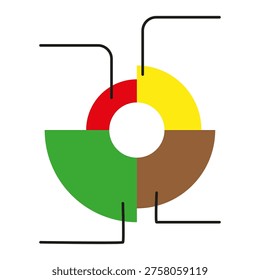 Doughnut chart icon. Graph segment symbol. Vector infographic element. Business data graphic. Manual vector only. No autotrace used. EPS 10.
