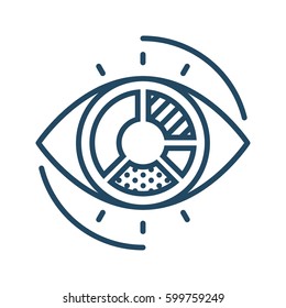 Doughnut Chart inside Eye vector icon in meaning Statistical Vision