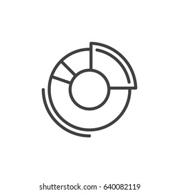 Doughnut chart line icon, outline vector sign, linear style pictogram isolated on white. Symbol, logo illustration. Editable stroke. Pixel perfect